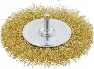 Högert Technik Disc Wire Brush with Shank 100 mm, Brass Wire 0.3 mm