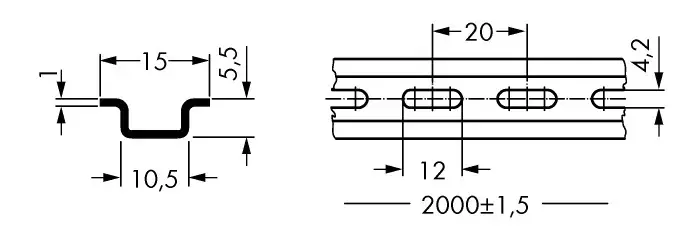 Wago 210-111 perforēta DIN sliede 15x5.5mm Photo 3