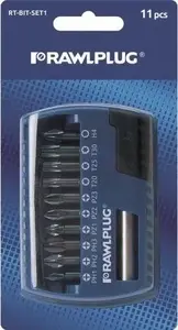 Rawlplug RT-BIT-SET1 Screwdriver Bit Set 25 mm with 60 mm Adapter, PZ, PH, and Torx Profiles