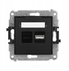 Karlik ICON USB Charger Mechanism, Dual USB-C and USB-A, 20W, Matte Black