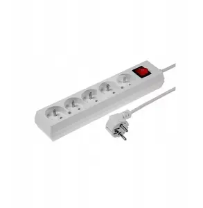 Jonex PS-570WS Power Extension Cord with Switch, 5 Sockets, 10A, 3m, White