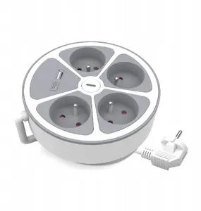Сетевой удлинитель Plastrol PS-470WS, 4 розетки, порты USB-A и USB-C, выключатель, кабель 2 м