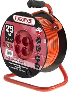 Катушечный удлинитель Elgotech PZB-40-25Y, 4 розетки, 25 м, оранжевый