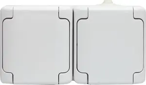 KOS BRYZA Double Hermetic Socket with Earthing 16A IP54 with Solid Flap White