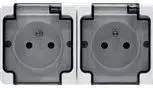 KOS Bryza Double Socket Outlet, Hermetic, Grounded, with Flap, 16A, IP44, White