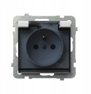 Ospel SONATA Splash-proof Socket with Grounding and Transparent Cover, Matte White