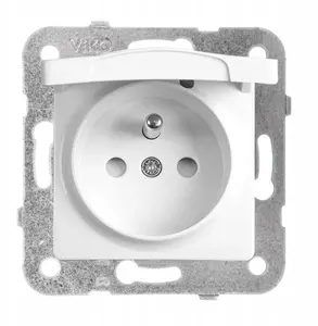 Panasonic Single Socket Outlet with Earthing, Shutters, and Flip Cover, White
