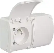 ELEKTROPLAST 61.380 Double Socket 2P+Z IP44 White with Flap