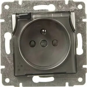 KOS VENA Single Hermetic Socket with Earthing 16A 250V IP44, Shutter and Transparent Flap, Aluminium