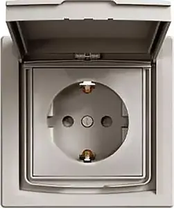 Розетка Schneider Electric Asfora SCHUKO IP44 с одинарной рамкой, коричневая