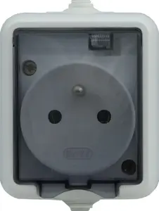 KOS HYDRO LINE Single Hermetic Socket with Earthing 16A IP44 with Smoked Flap White