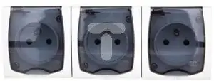 Тройная герметичная розетка Ospel GNH-3NZ/00/d, IP44, 16А, белая