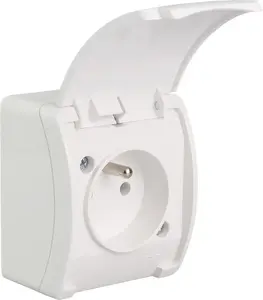 Одноместная розетка ELEKTROPLAST Koala с заземлением и белой крышкой IP44 для наружного монтажа