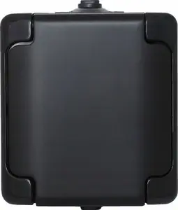 KOS BRYZA Single Socket IP54 with Matte Flap 16AX 250V Black