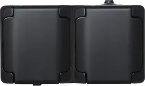 KOS BRYZA Double Horizontal Socket IP54 with Flap 2x2P+Z 16A 250V Matte Black