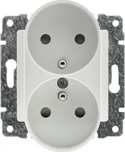 KOS VENA2 Double Socket Outlet with Earthing and Shutter Protection, White
