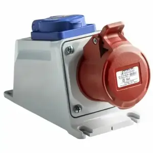 FAMATEL 23605F Fixed Industrial Socket 16A 4P 400V IP54 with Grounding Pin