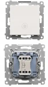 Kontakt-Simon Simon Single Push-Button Switch with LED Backlight, 10 AX, 250 V, Quick Connect Terminals, Matte White