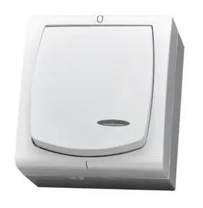 Ospel Madera ŁNH-11NS/00 Double-Pole Hermetic Switch with Illumination, White, IP44, 16A