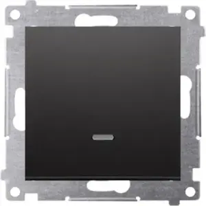 Kontakt-Simon Simon 54 Single Push-Button Switch with LED Backlight, 10AX 250V, Quick Connect, Matte Black