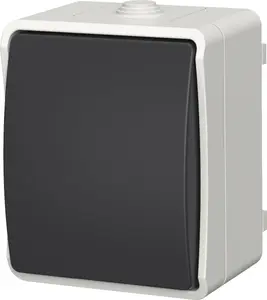 Одноклавишный универсальный накладной выключатель Düwi Aqua Plus 40110 IP54 серо-графитовый