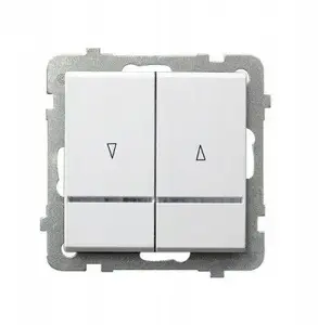 Ospel Sonata Blind Switch with Blue Backlight and Mechanical Interlock, Matte White