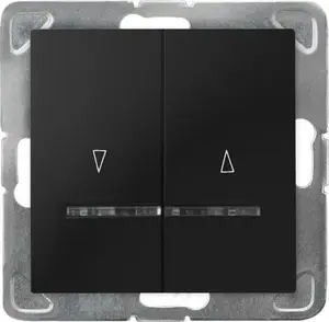 Ospel IMPRESJA Blind Switch with Blue Backlight and Mechanical Interlock, Metallic Black
