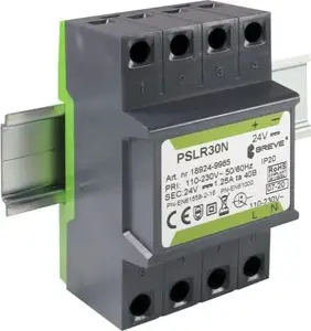 Импульсный блок питания BREVE PSLR 30 230В AC на 24В DC 1.25А для установки на DIN-рейку