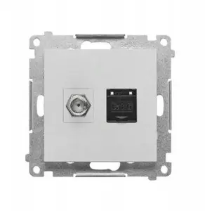 Антенная розетка типа F и RJ45 кат.6 Kontakt-Simon Simon 55, модуль, матовый алюминий