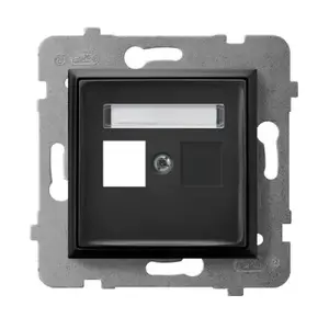 Розетка Ospel GPK-1U/p/33 Keystone одинарная, черная, IP20