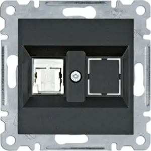 Компьютерная розетка Hager Lumina RJ45 категории 6 UTP одинарная, черная