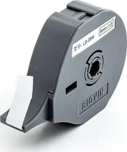 BIOVIN LS-09W Self-Adhesive Label Tape, White, 9mm x 8m
