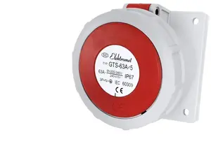 Elektromet GTS 63/5 Angled Panel Socket 63A 400V 5P IP67 3P+N+E