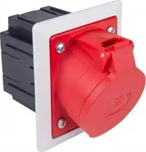 PCE 425-6pkr Panel Mounted Socket with Box 32A 5P 400V IP44