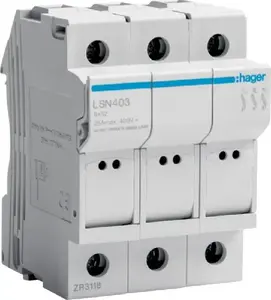 Модульное основание предохранителя Hager LSN403 3P 25A 500V для предохранителей 8.5x32 мм