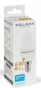 Wellmax LED Candle Bulb 6W E14 540lm 3000K Warm White Samsung LED
