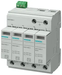 УЗИП Siemens 5SD7464-1 Тип 2 4P 20кА 350В 3+1 TN-S с сигнальными контактами