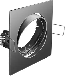 GTV Porto-K Square Recessed Spotlight, Adjustable, IP20, Black Chrome