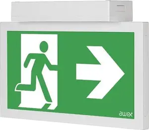 AWEX LV3P Emergency Luminaire, LED 1W, Open Area Optics, 1h Duration, IP20, White