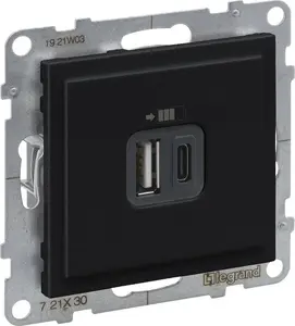 Зарядное устройство Legrand SUNO USB тип A + C, 5В, 3А, черный