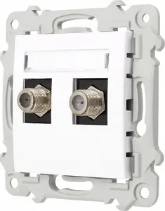 Двойная антенная розетка Ospel Szafir GPA-2ZF/m/00 типа F, белая