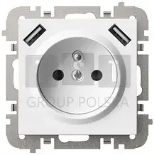 ELEKTROPLAST Vestra 2P+Z Socket with 2xUSB Charger, Flush-Mounted, IP20, White, 3888-10