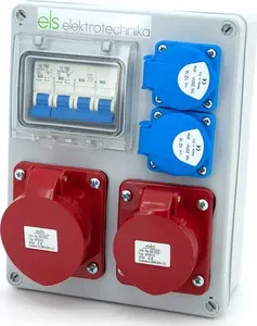 ELS Elektrotechnika Mikołajki Wall-Mounted Construction Distribution Board 32A/4P + 16A/4P + 2x Schuko Sockets with Protection