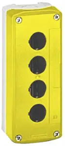Schneider Electric XALK04 Empty Control Station Enclosure, Yellow Cover with Light Gray Base, 4 Holes