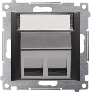 Kontakt-Simon Simon 54 Double Angled Keystone Telecommunication Socket Cover with Labeling Field, Matte Black