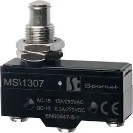 Spamel MS1307 Miniature Switch with Long Straight Plunger