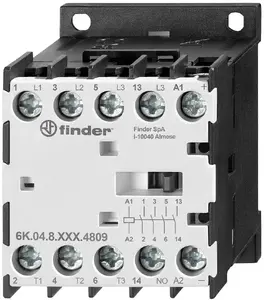 Finder 6K.04.8.230.4312 Power Contactor, 4 NO Contacts, 12A 400V AC3, 230V AC Coil