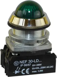 Promet W0-LDU1-NEF30LDS Z 30mm Green LED Signal Lamp 24-230V AC/DC