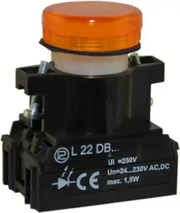 Promet L22D LED Indicator Light, Yellow, 24V-230V