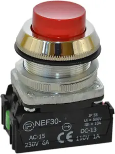 Кнопка управления Promet W0-NEF30-W X C 30 мм красная с самовозвратом 1НО